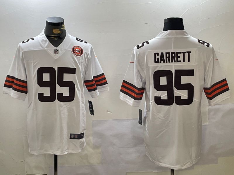 Men Cleveland Browns 95 Garrett White 2024 Nike Vapor Limited NFL Jersey style 2